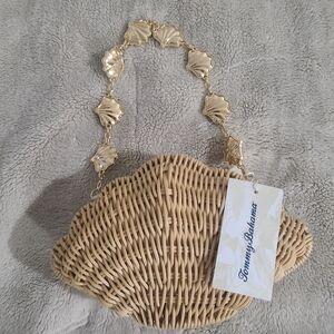 Tommy Bahama Cream Woven Shell Shoulder Bag